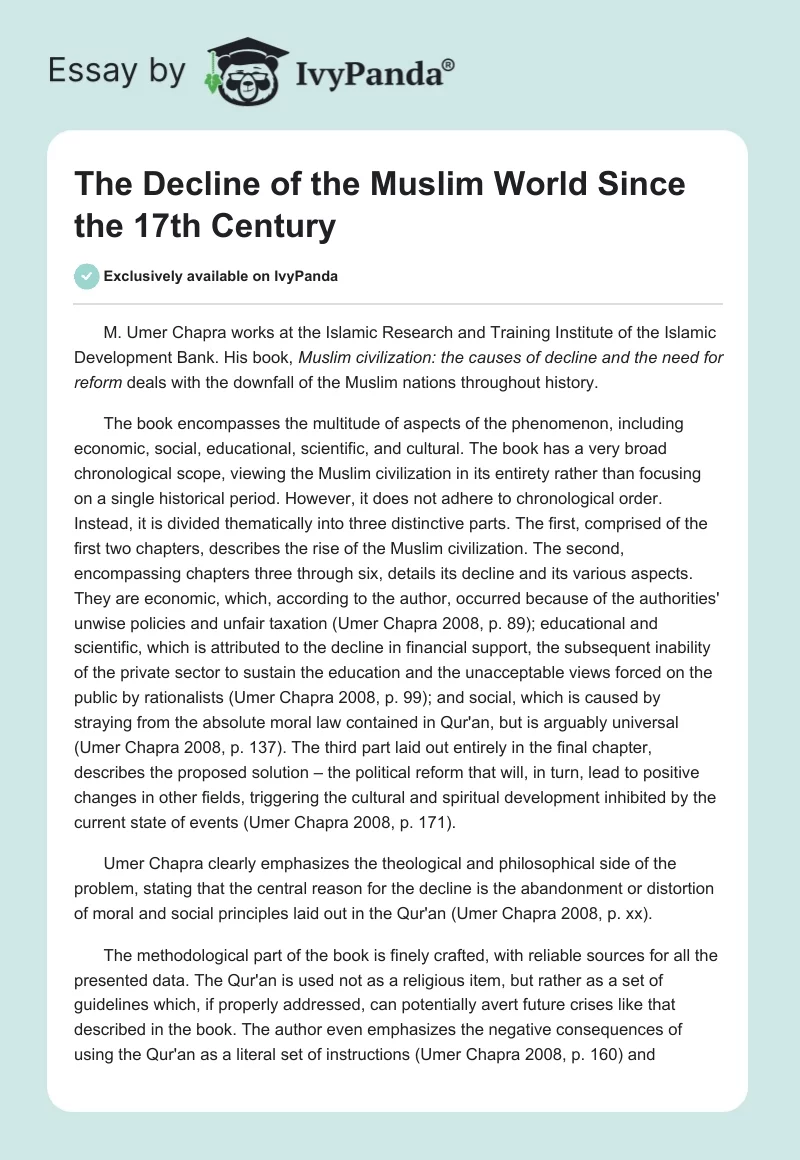 The Decline of the Muslim World Since the 17th Century. Page 1