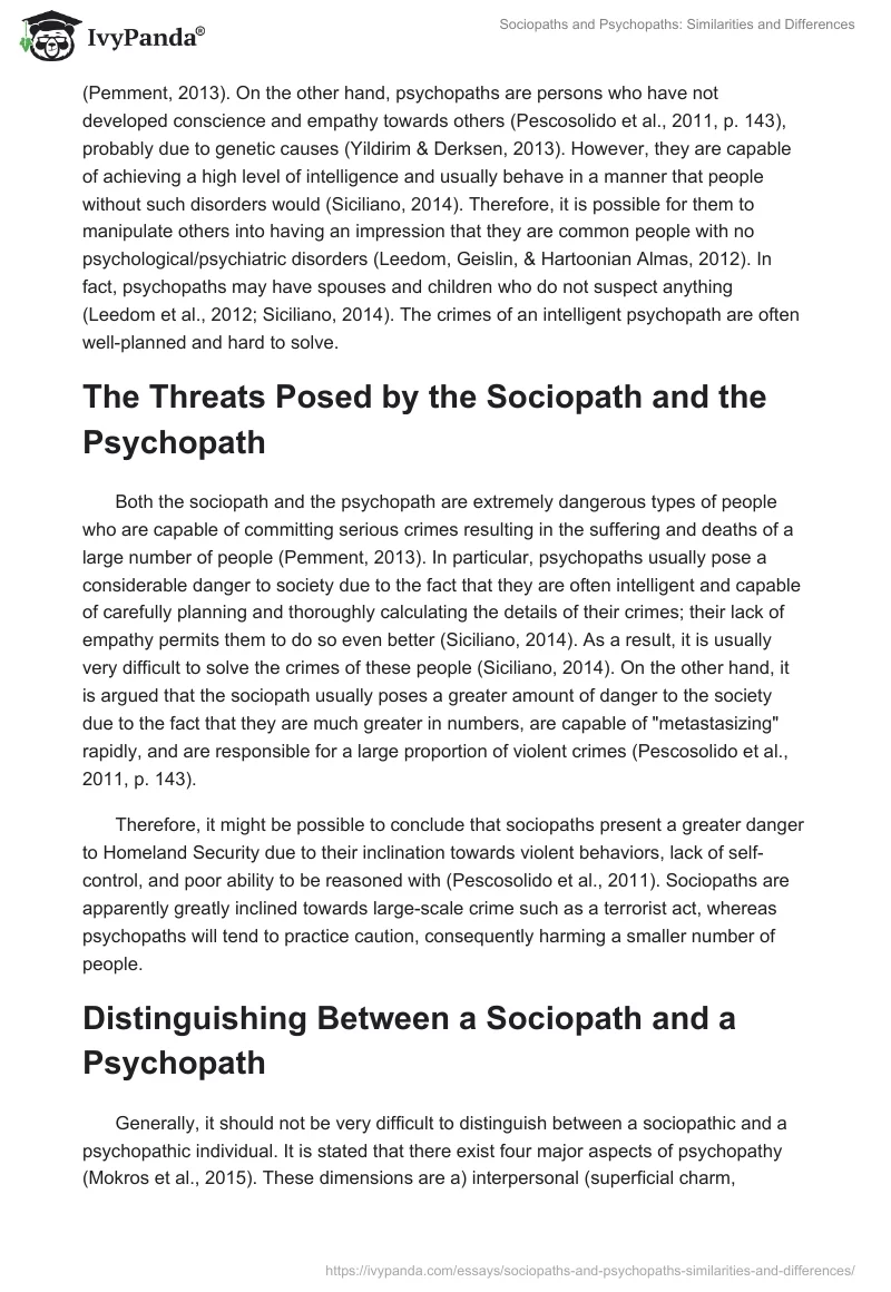 Sociopaths and Psychopaths: Similarities and Differences. Page 2