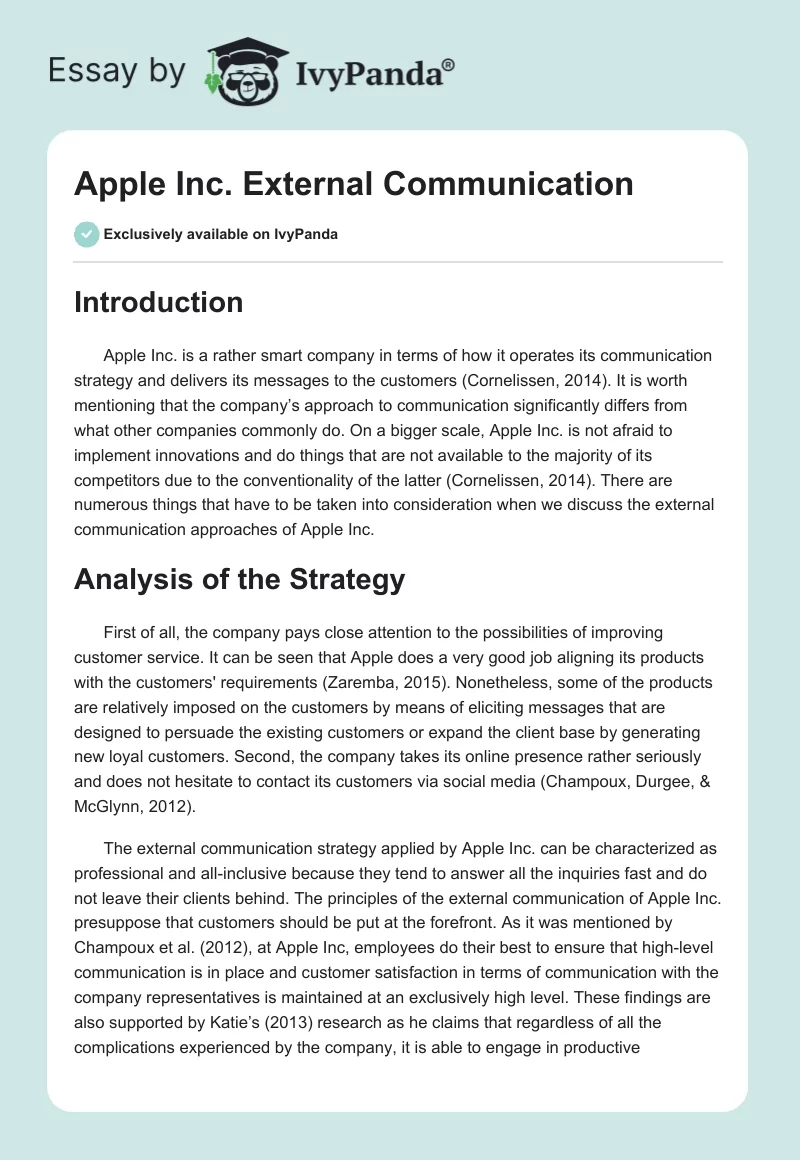 Apple Inc. External Communication. Page 1