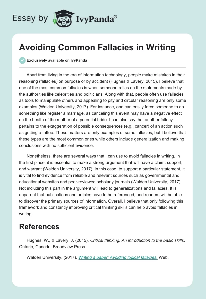 Avoiding Common Fallacies in Writing. Page 1