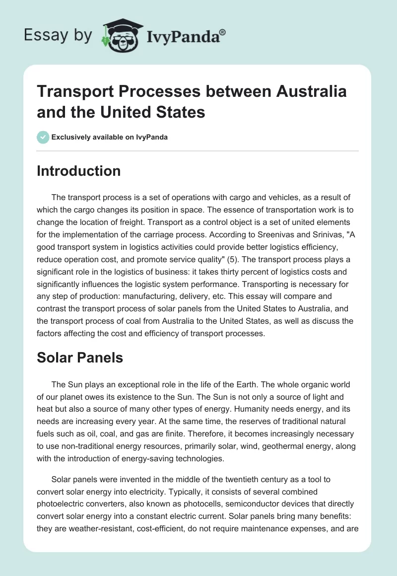 Transport Processes between Australia and the United States. Page 1