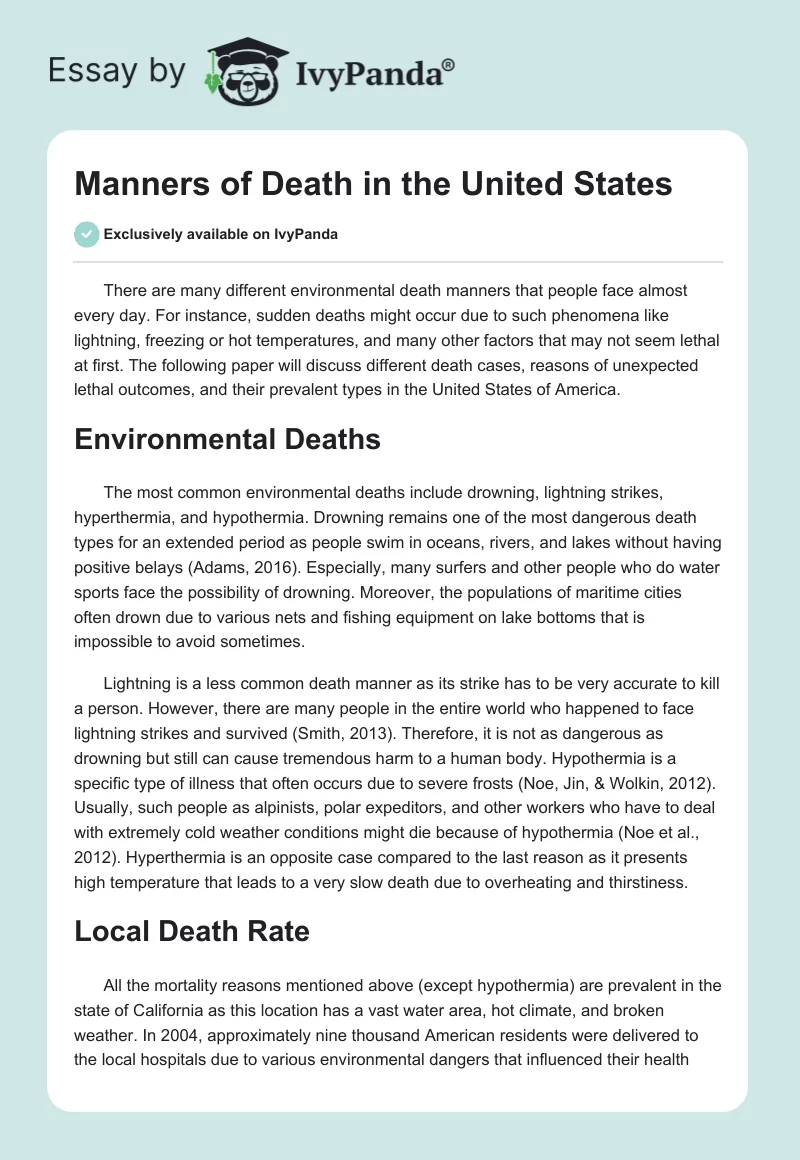 Manners of Death in the United States. Page 1