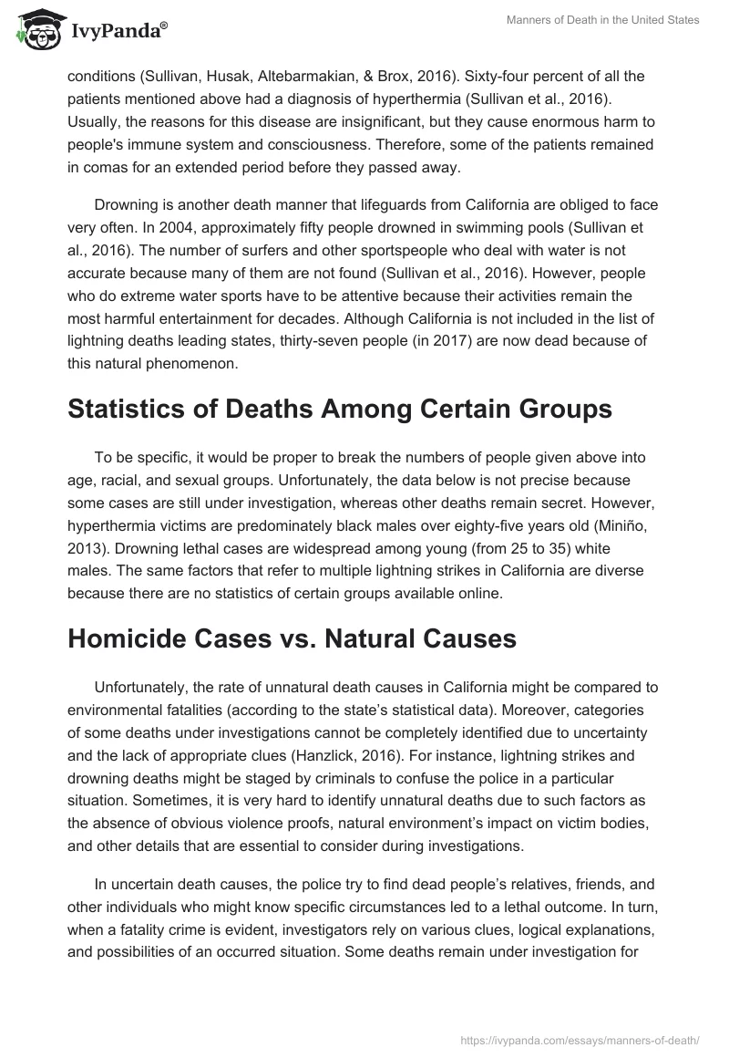 Manners of Death in the United States. Page 2