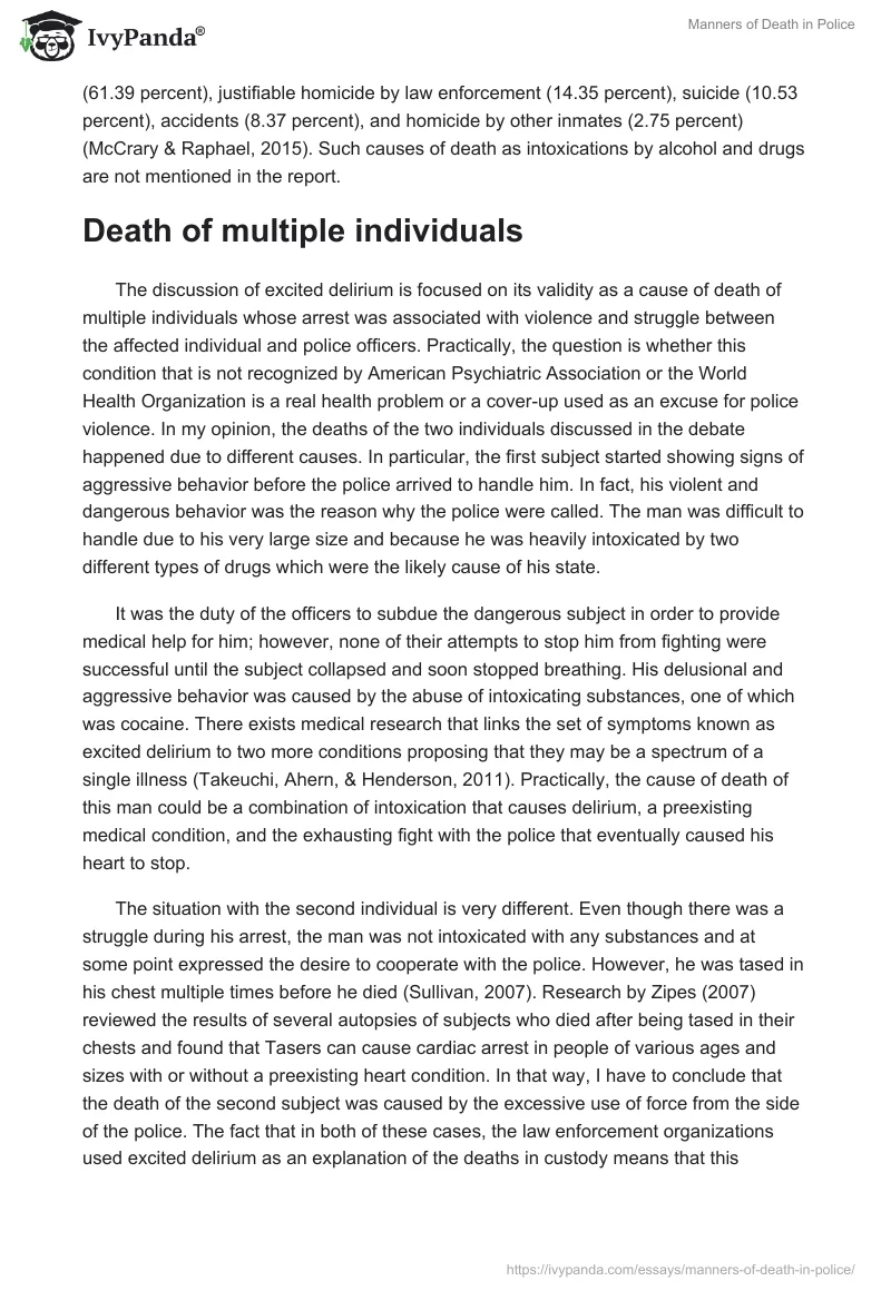 Manners of Death in Police. Page 2