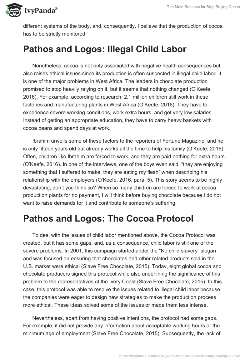 The Main Reasons for Stop Buying Cocoa. Page 2