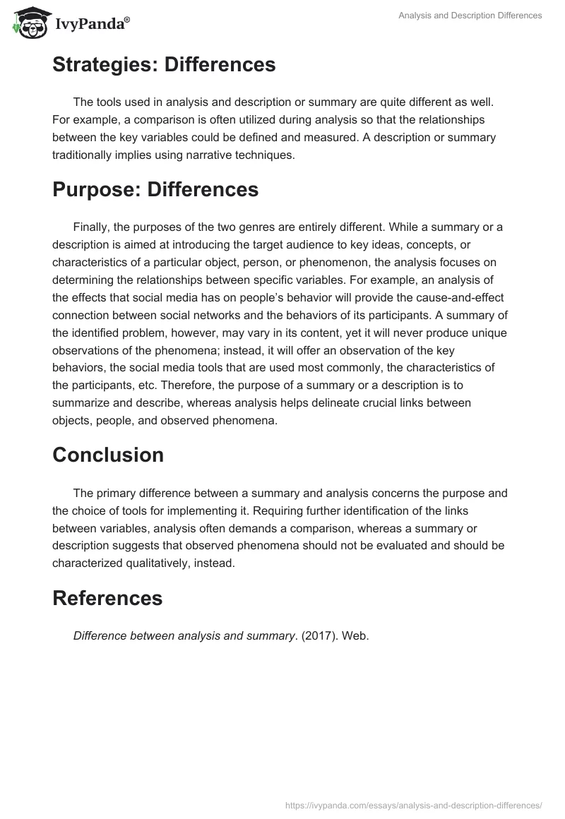 Analysis and Description Differences. Page 2