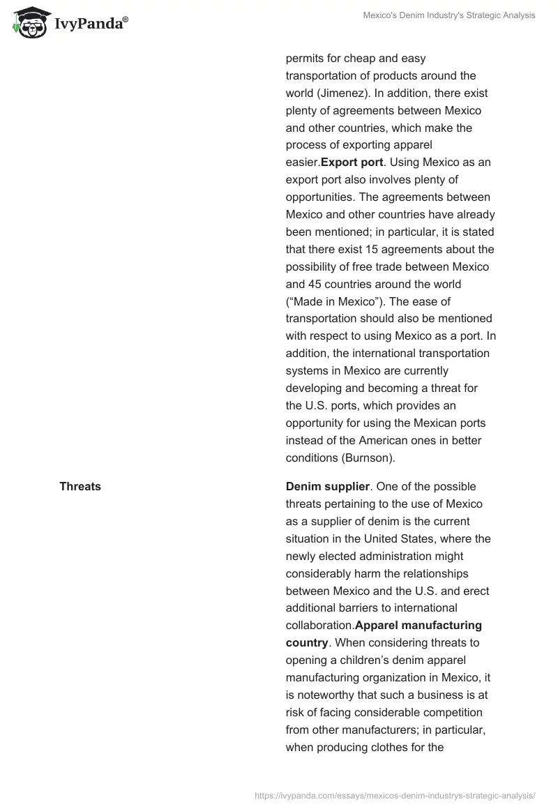 Mexico's Denim Industry's Strategic Analysis. Page 5