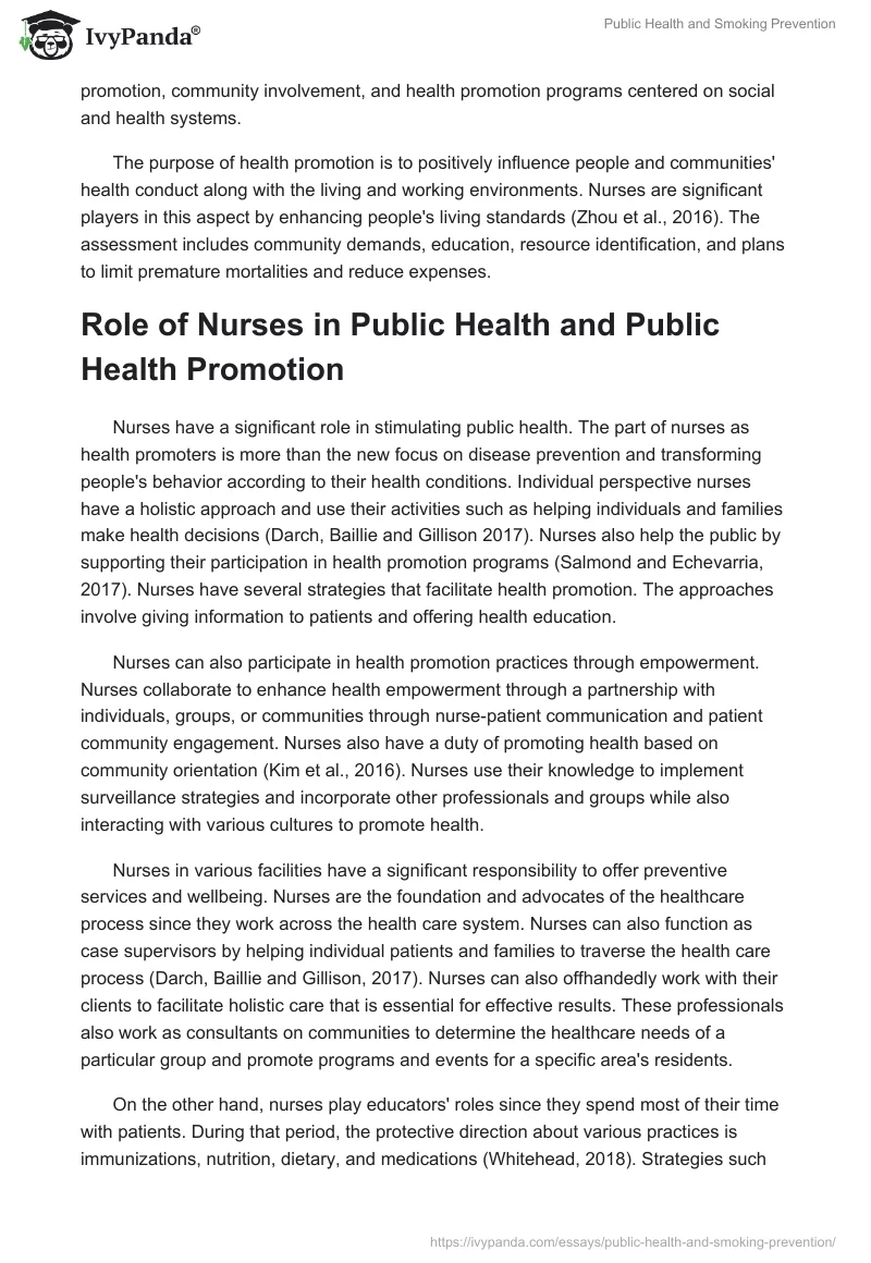 Public Health and Smoking Prevention. Page 2