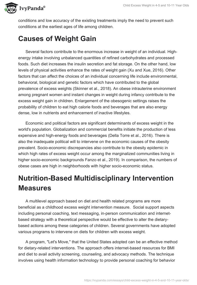 Child Excess Weight in 4-5 and 10-11 Year Olds. Page 2
