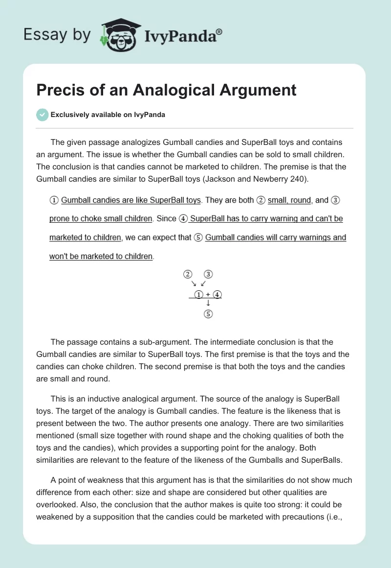 Precis of an Analogical Argument. Page 1