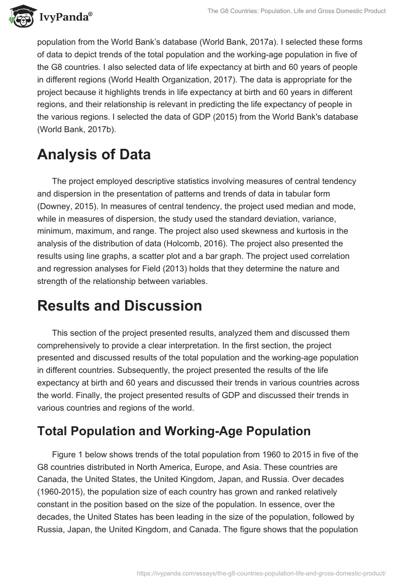 The G8 Countries: Population, Life and Gross Domestic Product. Page 2
