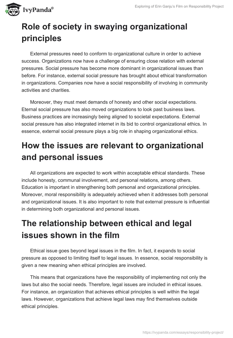 Exploring of Erin Ganju’s Film on Responsibility Project. Page 2