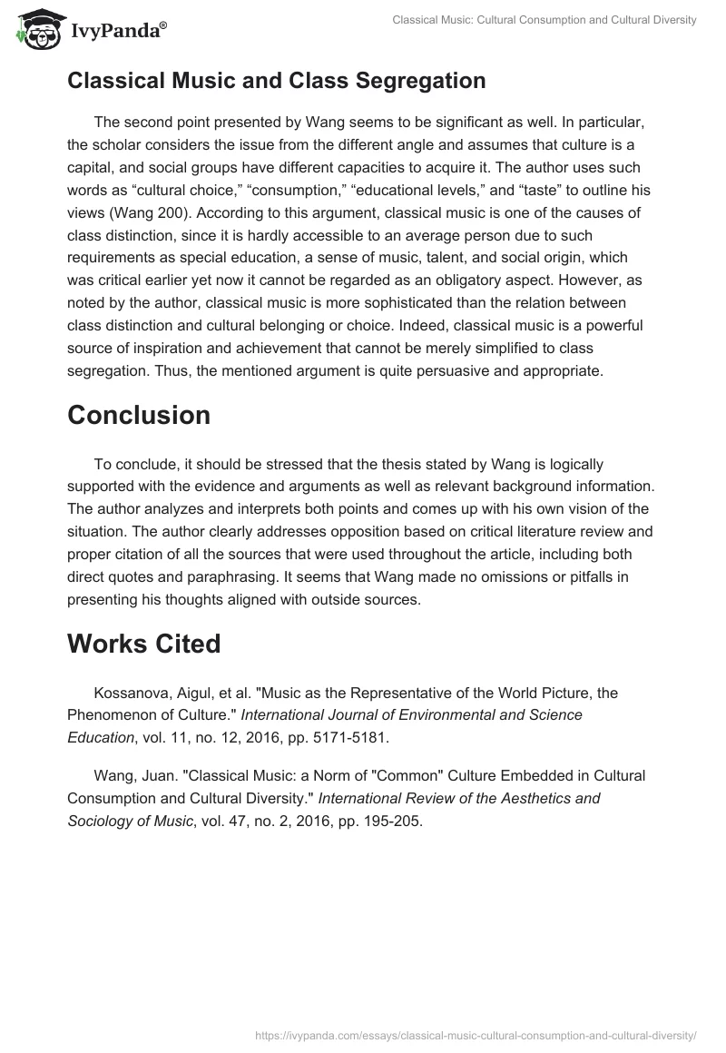 Classical Music: Cultural Consumption and Cultural Diversity. Page 2