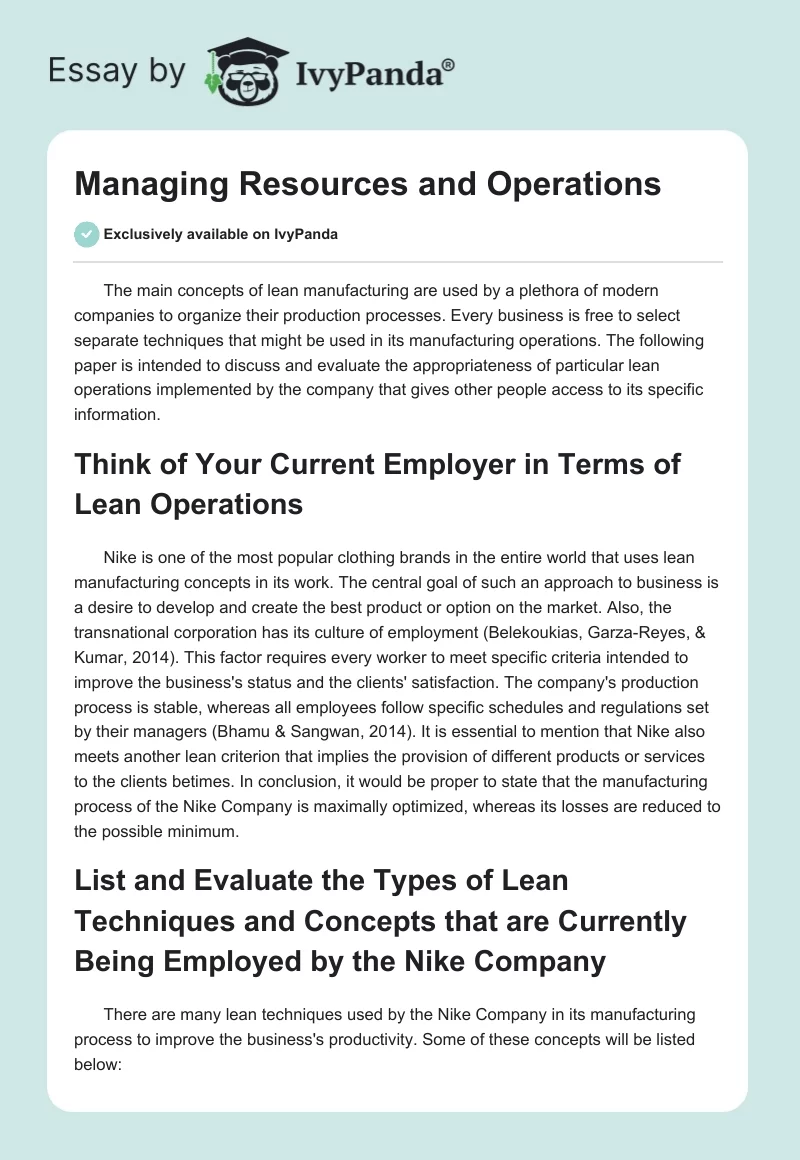 Managing Resources and Operations. Page 1