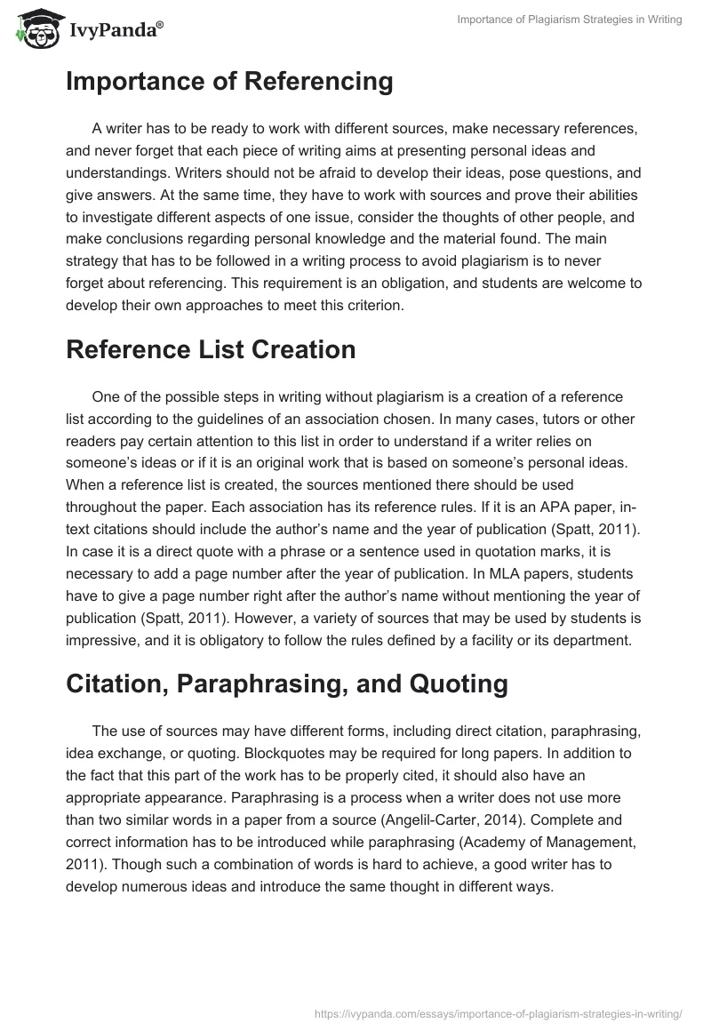 Importance of Plagiarism Strategies in Writing. Page 3