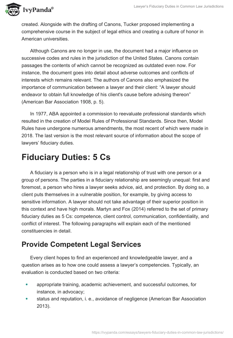 Lawyer’s Fiduciary Duties in Common Law Jurisdictions. Page 2