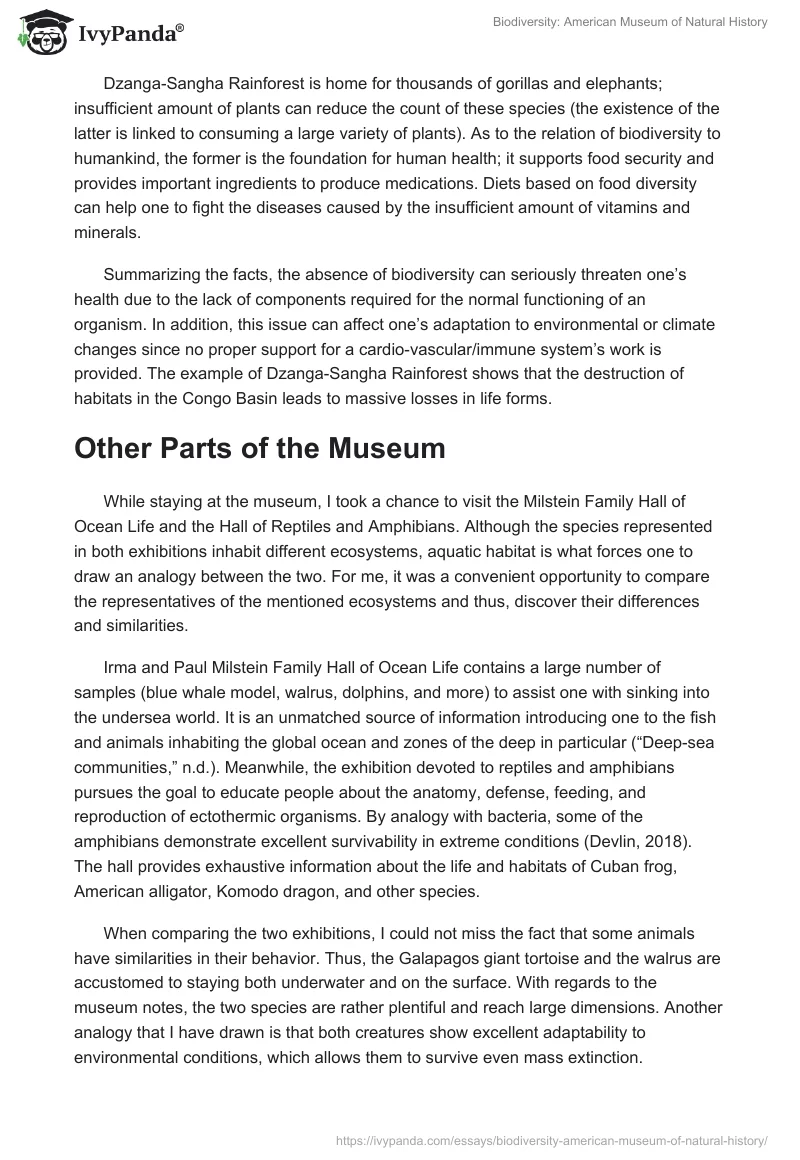 Biodiversity: American Museum of Natural History. Page 2