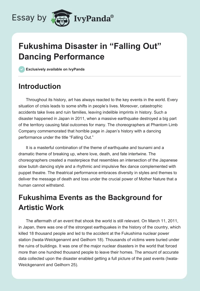 Fukushima Disaster in “Falling Out” Dancing Performance. Page 1