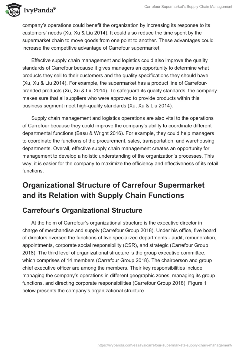 Carrefour Supermarket's Supply Chain Management. Page 2
