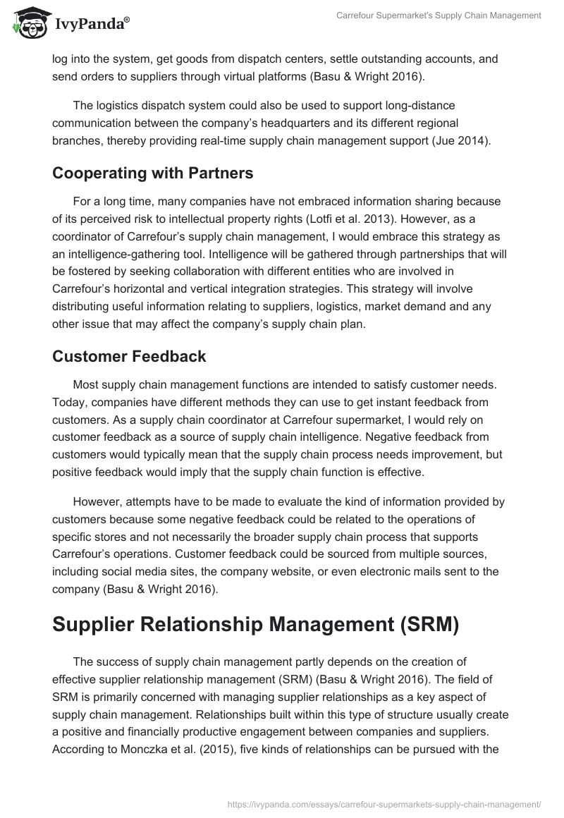 Carrefour Supermarket's Supply Chain Management. Page 5