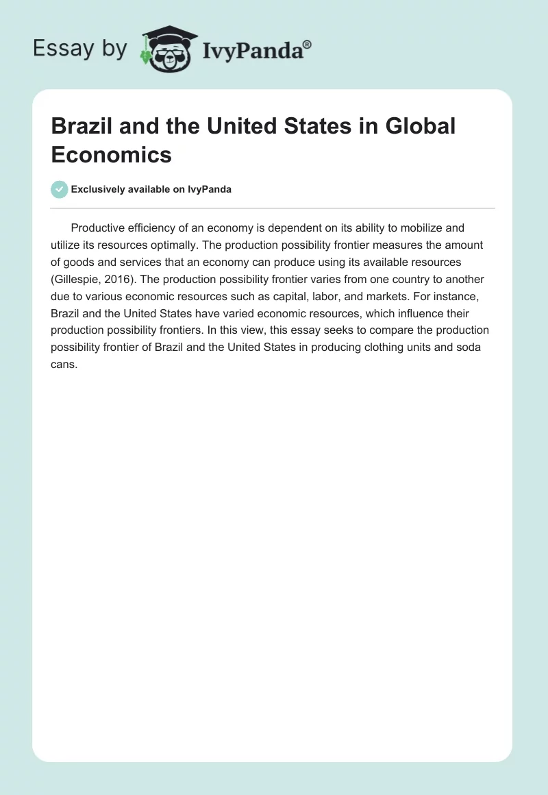 Brazil and the United States in Global Economics. Page 1
