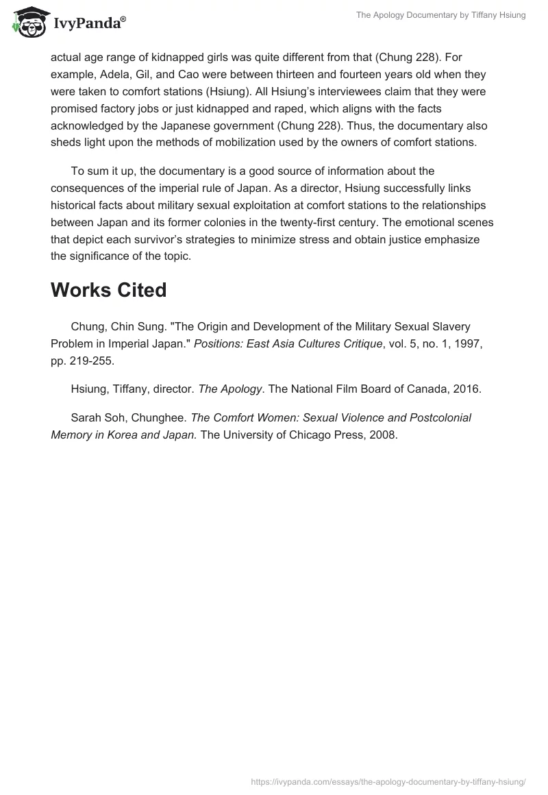 "The Apology" Documentary by Tiffany Hsiung. Page 3
