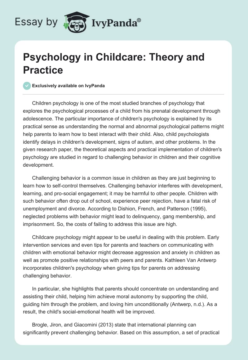 Psychology in Childcare: Theory and Practice. Page 1