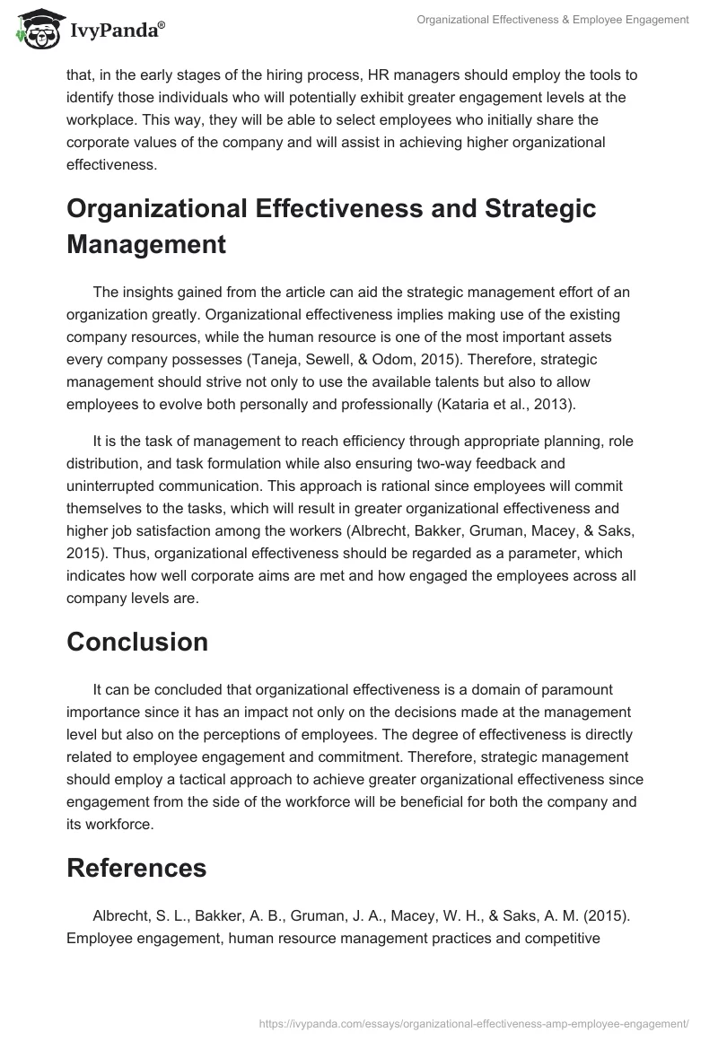 Organizational Effectiveness & Employee Engagement. Page 2