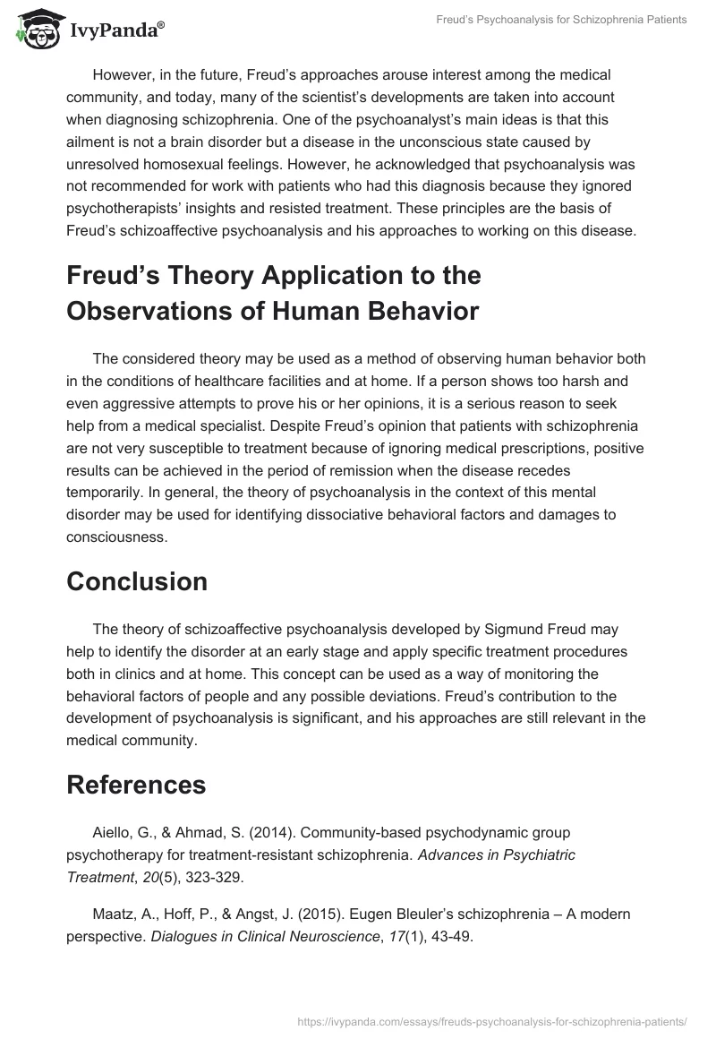 Freud’s Psychoanalysis for Schizophrenia Patients. Page 2