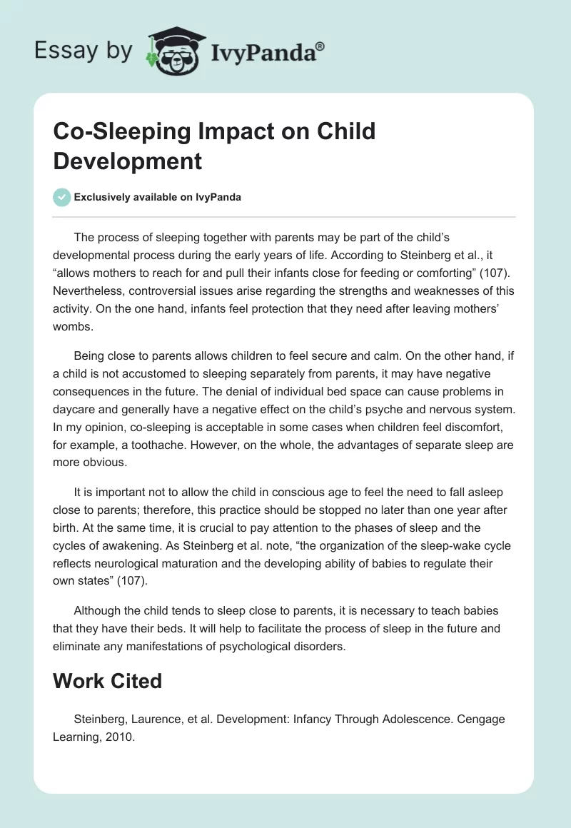 Co-Sleeping Impact on Child Development. Page 1