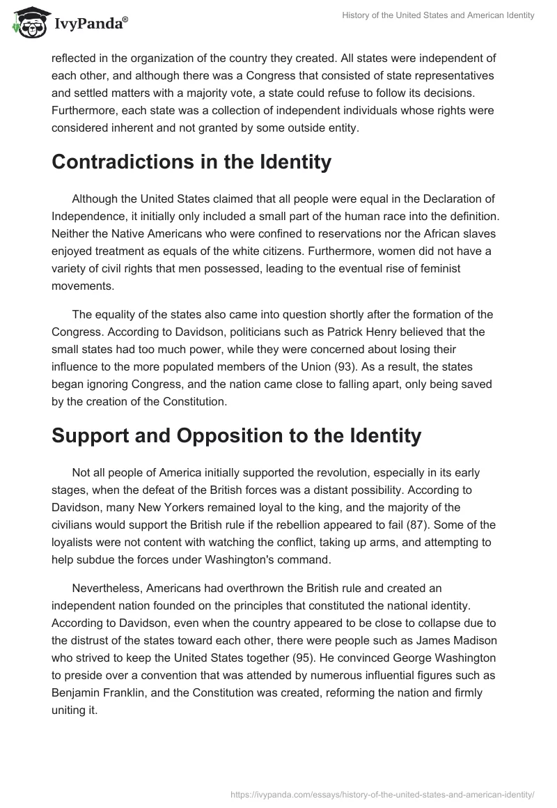 History of the United States and American Identity. Page 2