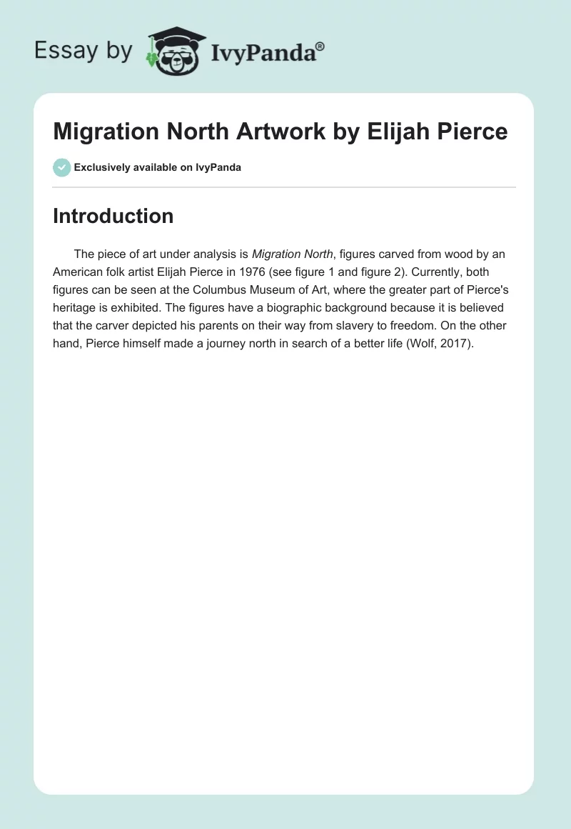 Migration North Artwork by Elijah Pierce. Page 1