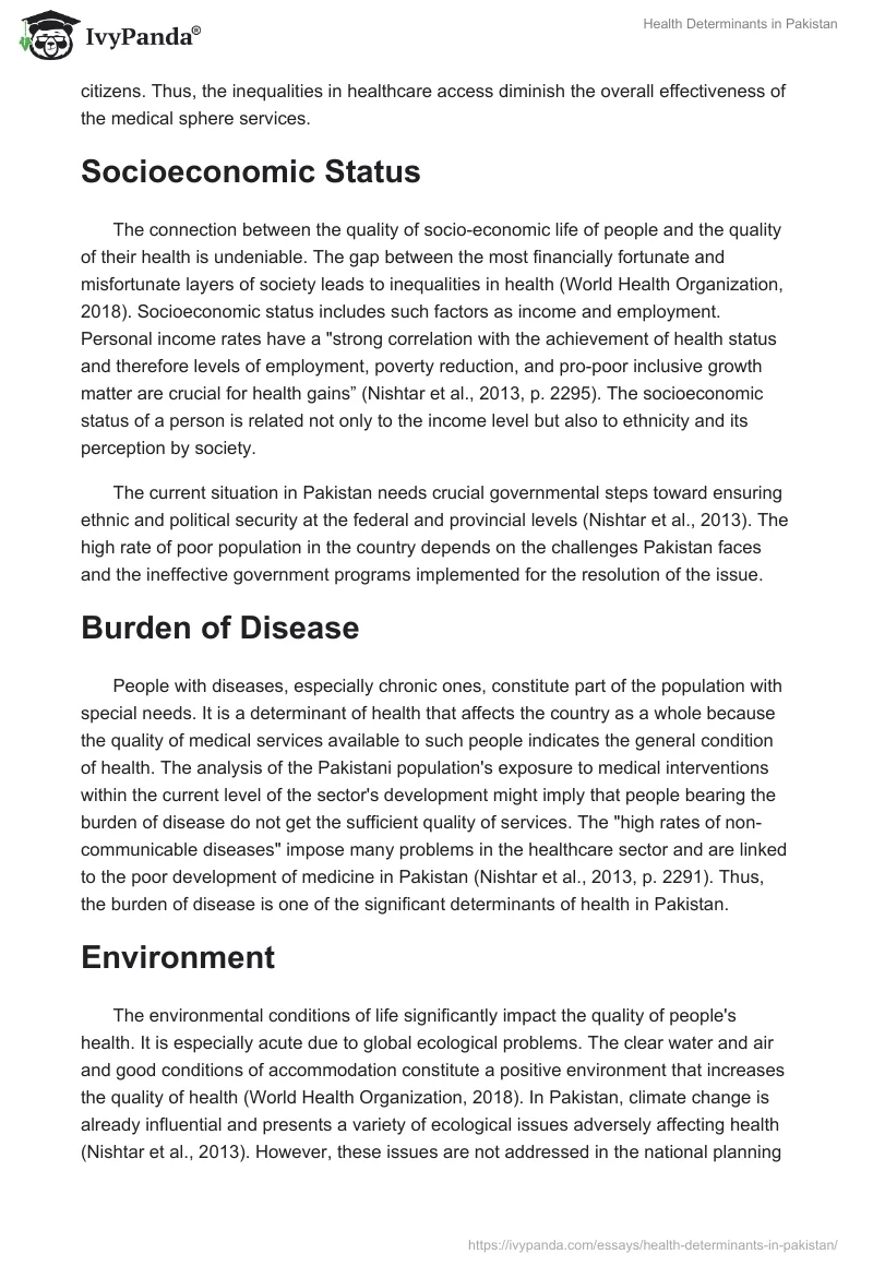 Health Determinants in Pakistan. Page 3