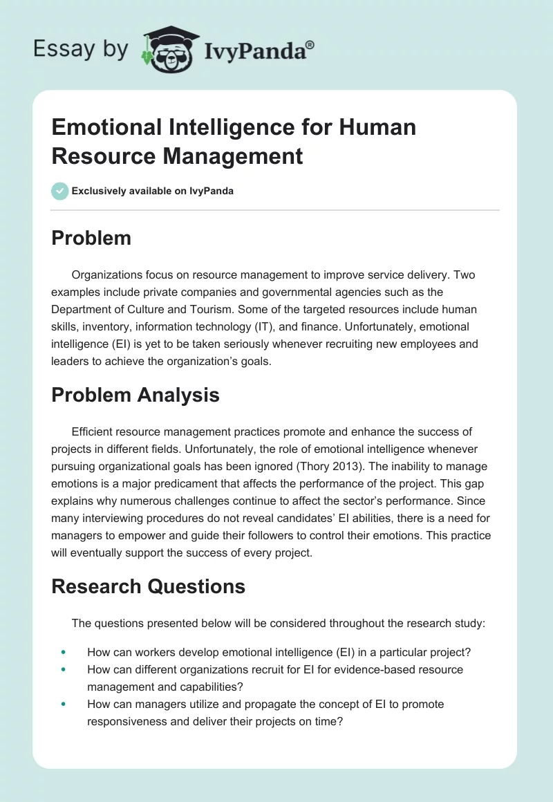 Emotional Intelligence for Human Resource Management. Page 1