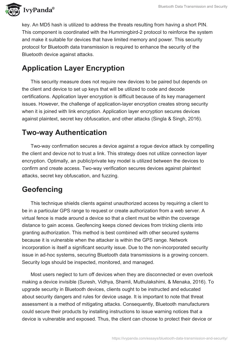 Bluetooth Data Transmission and Security. Page 5