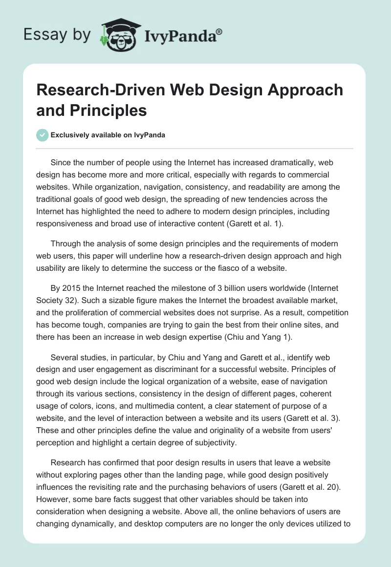 Research-Driven Web Design Approach and Principles. Page 1