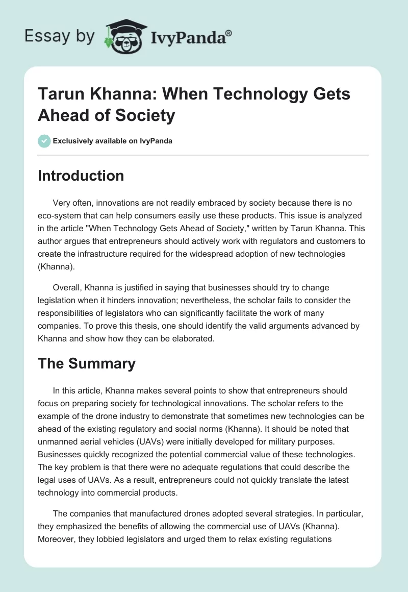 Tarun Khanna: When Technology Gets Ahead of Society. Page 1