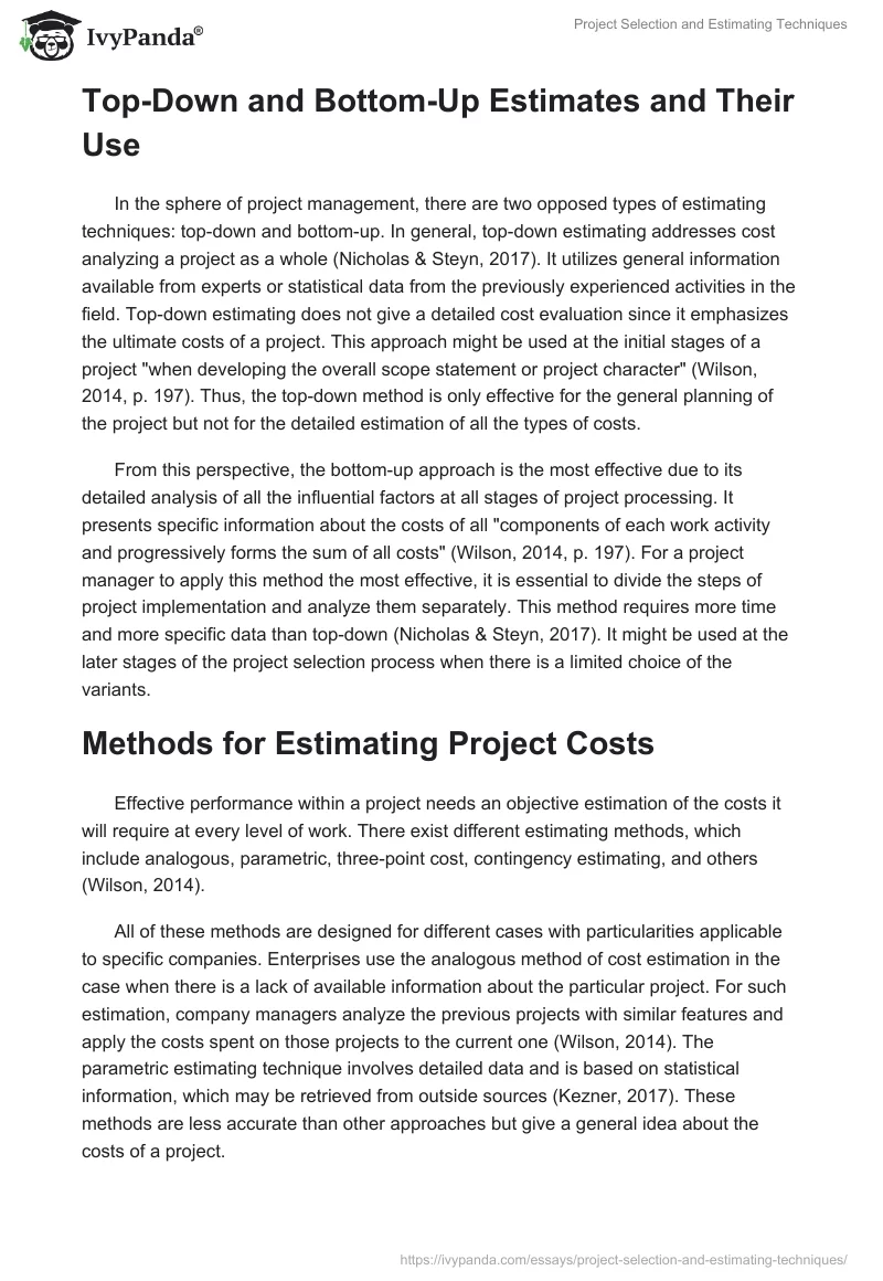 Project Selection and Estimating Techniques. Page 2