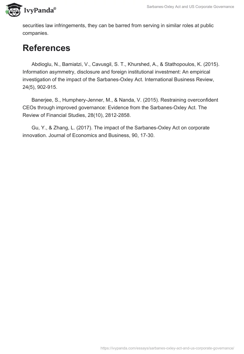 Sarbanes-Oxley Act and US Corporate Governance. Page 2