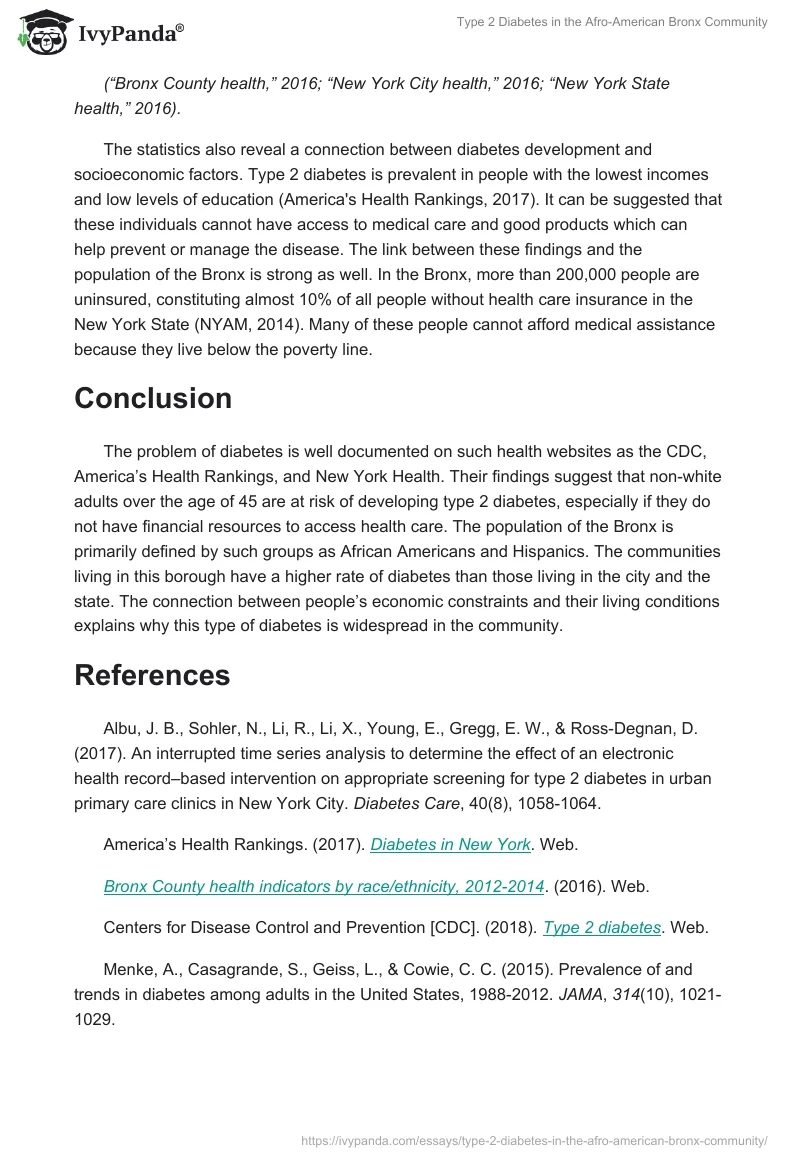 Type 2 Diabetes in the Afro-American Bronx Community. Page 4