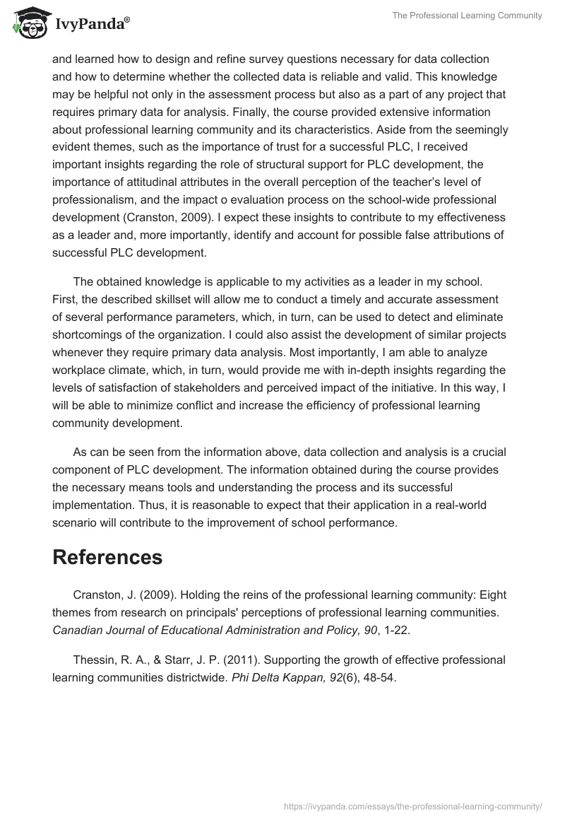 The Professional Learning Community. Page 2