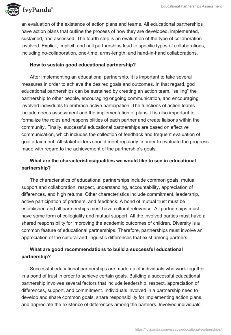 Educational Partnerships Assessment. Page 2