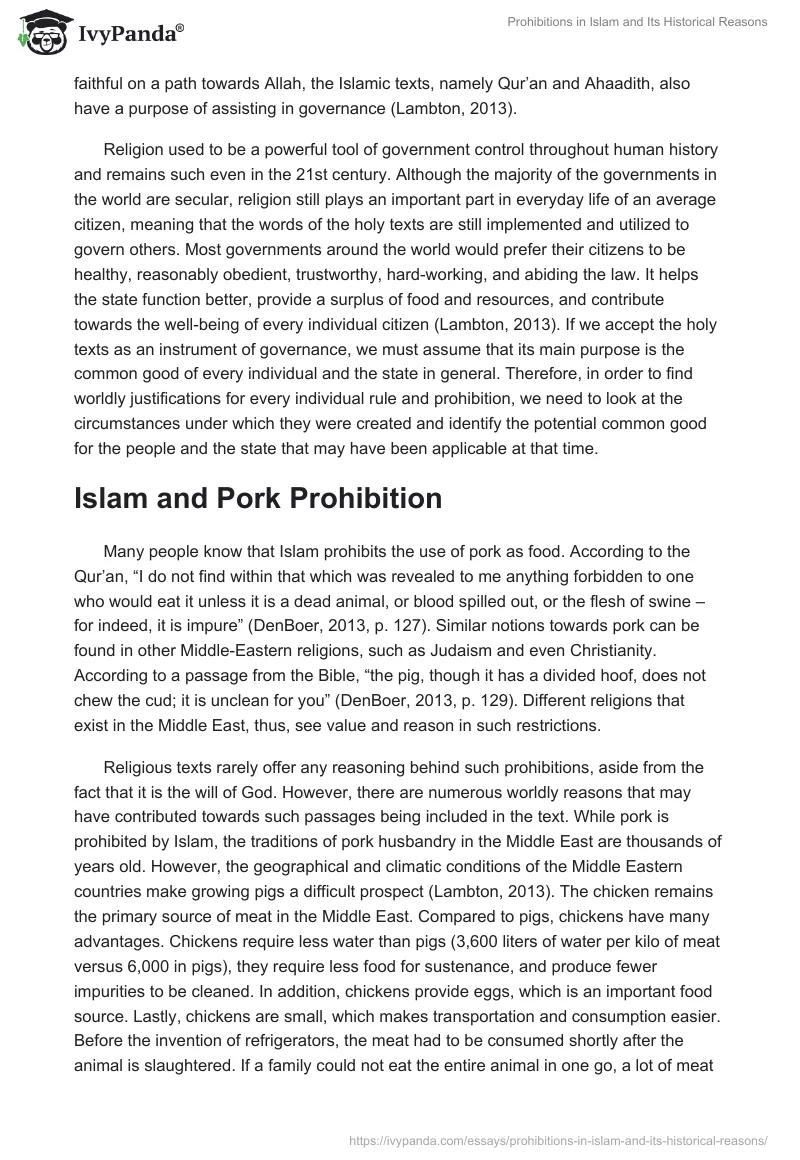Prohibitions in Islam and Its Historical Reasons. Page 2