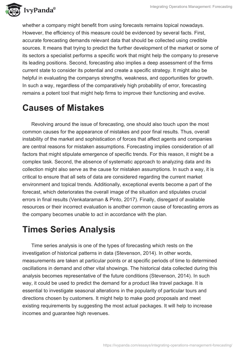 Integrating Operations Management: Forecasting. Page 2