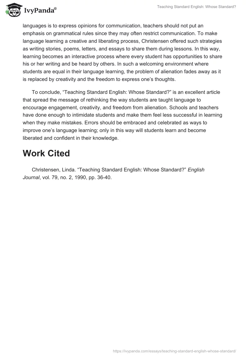 Teaching Standard English: Whose Standard?. Page 2