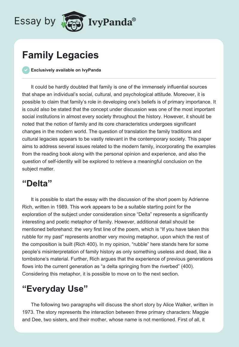 Family Legacies. Page 1