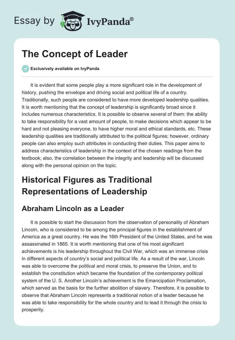 The Concept of Leader. Page 1