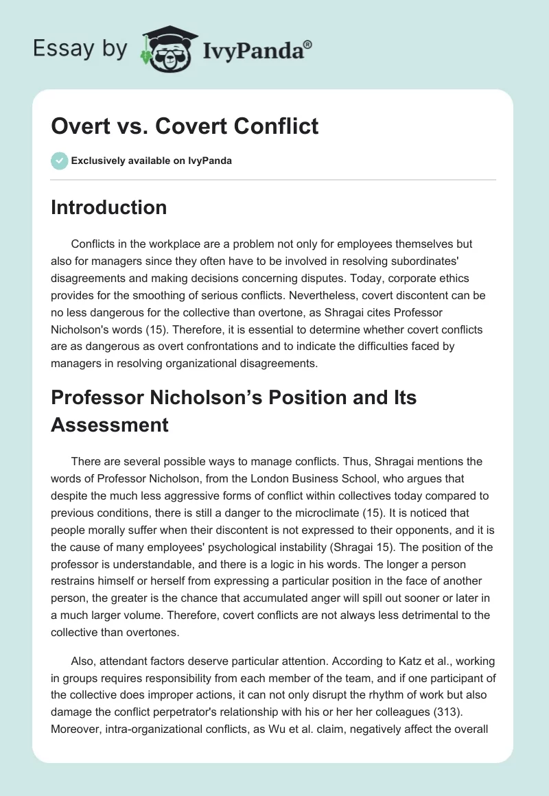 Overt vs. Covert Conflict. Page 1