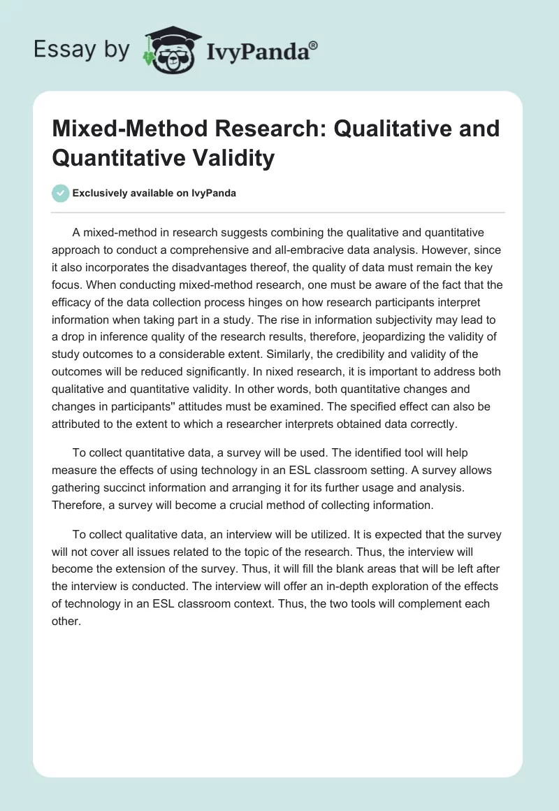 Mixed-Method Research: Qualitative and Quantitative Validity. Page 1