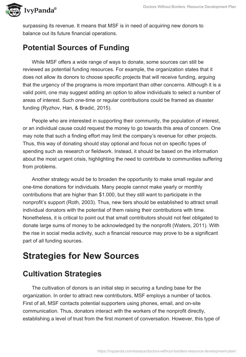 Doctors Without Borders: Resource Development Plan. Page 5